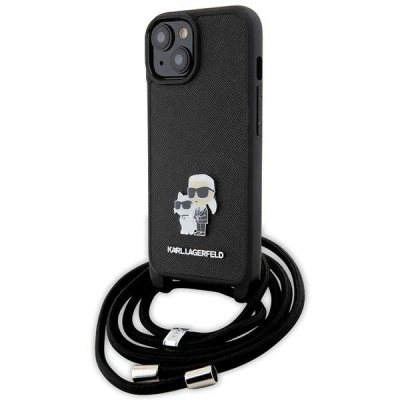 Mbulesë telefoni Karl Lagerfeld KLHCP15SSAKCPSK, iPhone 15 6.1", hardcase crossbody, e zezë