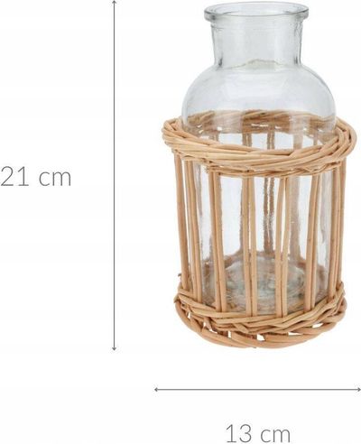 Shishe dekorative Home Style, xham, shportë me thurje, 21 cm