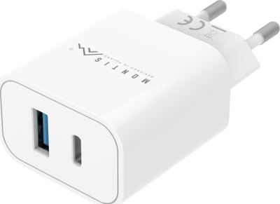 Karikues rrjeti Montis MT123, 20W, 1x USB A 1x USB C, i bardhë gri