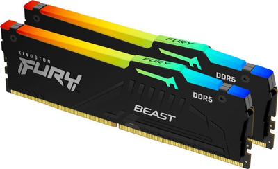 Memorie Kingston Fury Beast RGB, DDR5, 32 GB, 6000 MHz, CL30, KF560C30BBEAK2-32