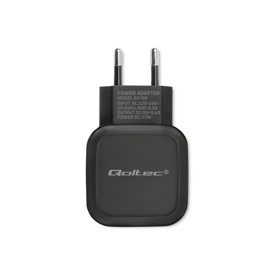 Karikues muri Qoltec 50186, 2x USB A, 3.4A, i zi