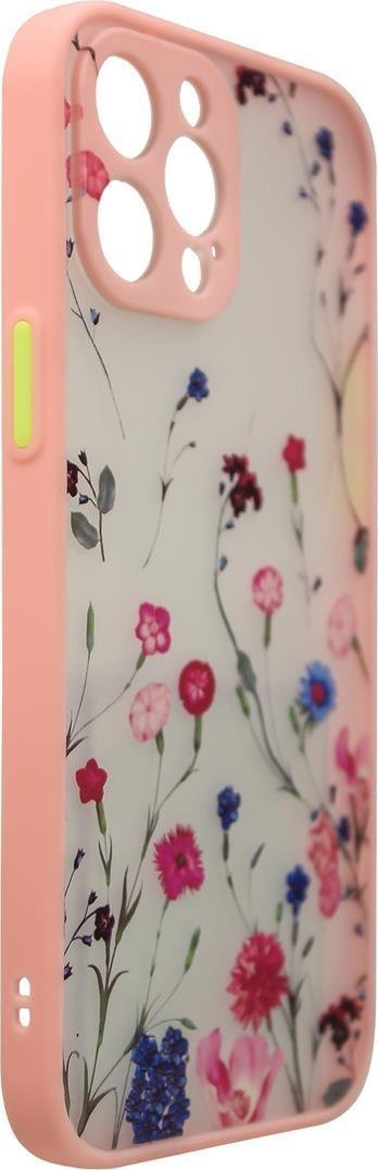 Mbrojtëse telefoni Hurtel Design Case për iPhone 12 Pro Max, transparente, me lule, rozë