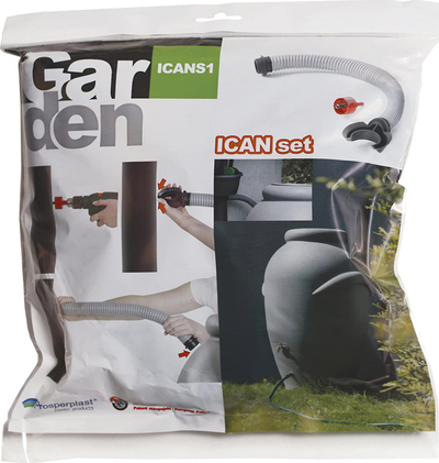 Set aksesorësh Prosperplast ICANSET 6, për fuçi uji shiu, 6 pjesë, i zi