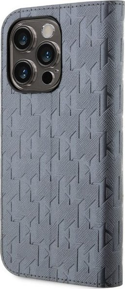 Mbështjellës libër Karl Lagerfeld KLBKP14XSAKLHPG për iPhone 14 Pro Max, Saffiano Monogram, argjend