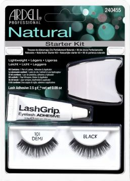Set qerpikë artificial me ngjitës Ardell Natural Starter Kit, nr. 101 (W), të zi