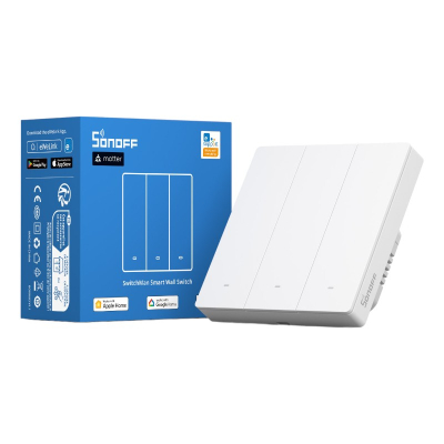 Çelës inteligjent muri Sonoff SwitchMan M5 Matter, WiFi 2.4GHz, 3 kanale, i bardhë