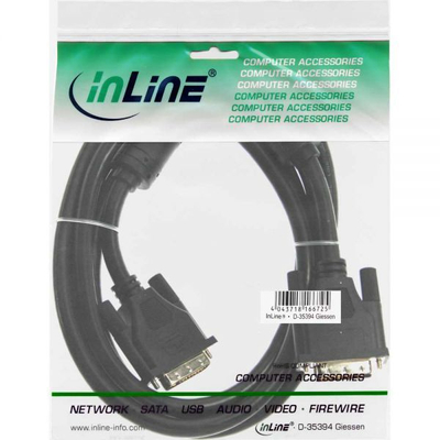 Kabllo DVI-D InLine 10m, rezolucion deri 1920x1200, e zezë