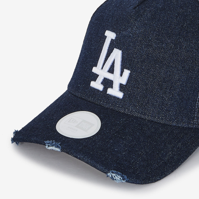 Kapele New Era LA Dodgers Distressed Trucker, rrjetë, e kaltert denim navy
