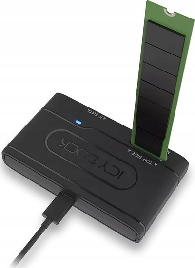 Адаптер SSD ICY Dock MB104U-1SMB, USB 3.2, 2.5\" и M.2 SATA NVMe, црн