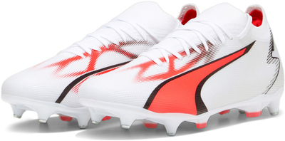 Këpucë futbolli PUMA Ultra Match Mxsg, tokë e lagësht, të bardha e zeza