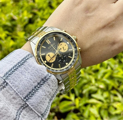 Orë dore për meshkuj Seiko SSB430P1, e aargjendtë/artë