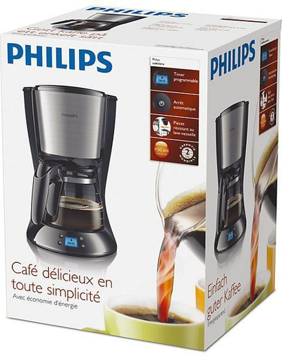 Aparat kafeje Philips HD7459, 1000 W, 1250 ml, e zezë