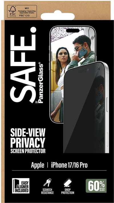 Mbrojtës ekrani PanzerGlass SAFE by Privacy, për iPhone 17 dhe iPhone 16 Pro, Ultra Wide Fit