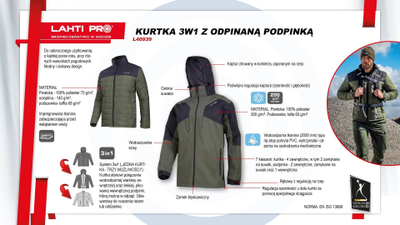 Xhaketë pune Lahti Pro 3in1, CE, përforcuar, jeshile e zezë, M
