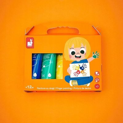 Bojë gishti Janod Finger Painting, set 5 ngjyra, për fëmijë