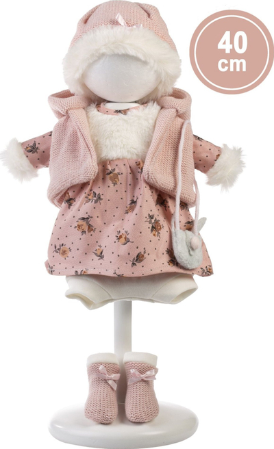 Set veshjesh për kukull Llorens 40 cm, me fustan, rozë