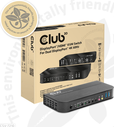 Switch KVM Club 3D CSV-7210, Dual DisplayPort, 4K 60Hz, i zi