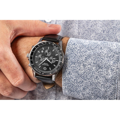 Ora burrash Giewont GW3520 A4, kronograf, xham safir, e zezë