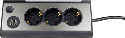 Prizë zgjatuese REV Light Socket, me 3 dalje, 2 porta USB, e bardhë