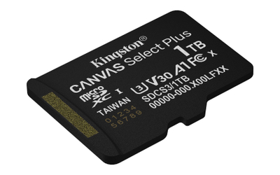 Мемориска картичка Kingston Canvas Select Plus, 1TB, MicroSDXC со адаптер, црна