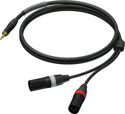 Kabllo audio PROCAB PRA712, jack 3.5 mm stereo në 2 XLR mashkull, 3 m, e zezë