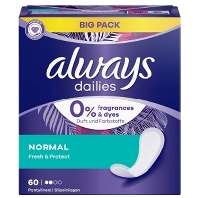 Peceta ditore Always Dailies Normal, Fresh & Protect, 60 copë, pa aromë
