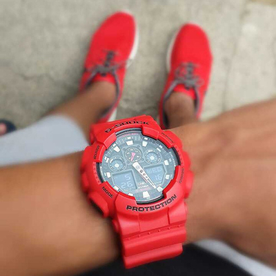 Orë për meshkuj Casio G-Shock GA100B-4A, e kuqe