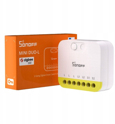 Çelës smart SONOFF MINI DUO-L MINI-ZB2GS-L, Zigbee, 2 kanale, i bardhë