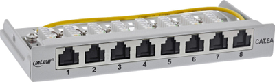 Patch panel InLine Cat.6A, 8 porta, 0.5U, gri