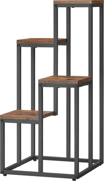 Stendë lulesh FLOWER STAND, me 4 rafte, 71cm, ngjyrë lis me këmbë të zeza