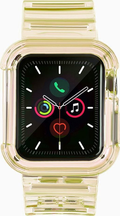 Rrip silikoni me kasë Hurtel Strap Light Set për Apple Watch 40mm, i verdhë