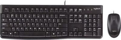 Set tastierë dhe mi Logitech Desktop MK120, me kabllo USB, që s’çon dëm nga lëngjet, i zi
