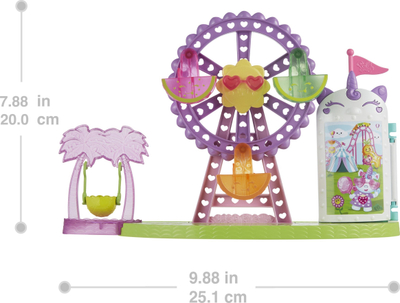 Set loje Polly Pocket Tropical Treats Carnival, kukull 7.5 cm, rrotë panoramike, shumëngjyrësh
