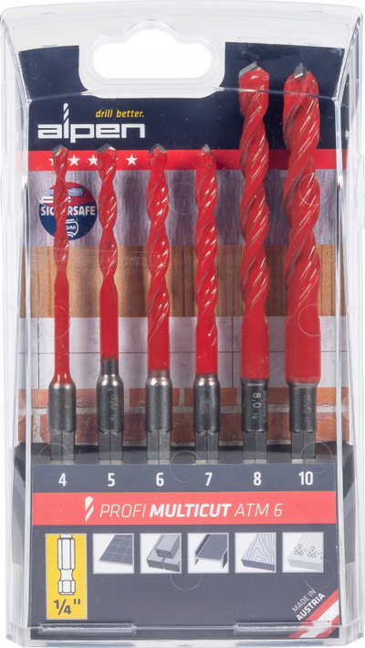 Set stërvitjesh Alpen Profi MultiCut ATM 6, 6 copë, bisht 1/4", të kuqe