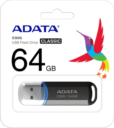 USB ADATA C906, 64GB, USB 2.0, e zezë