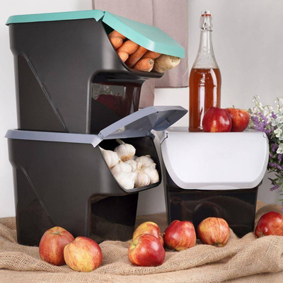 Kuti kuzhine për perime dhe fruta 13L, me kapak, gri