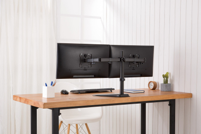 Mbajtëse monitori Digitus DA-90401, për 2 ekrane 15"-32", 8 kg, VESA 75x75 100x100, e zezë