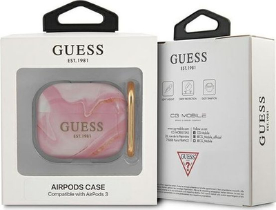 Mbulesë mbrojtëse Guess GUA3UNMP Marble Collection për AirPods 3, TPU, rozë