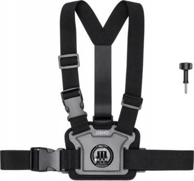 Mbajtëse gjoksi për kamerë DJI Osmo Action, me rripa të rregullueshëm, me adapter 3 pikësh, e zezë