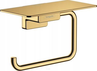 Mbajtës letre tualeti Hansgrohe AddStoris me raft, metal, polished optical gold