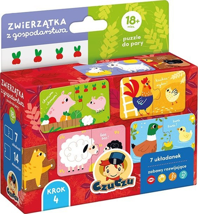 Puzzle edukativ Czuczu Couple Puzzle Kafshë Fshati, 7 pjesë, shumëngjyrësh