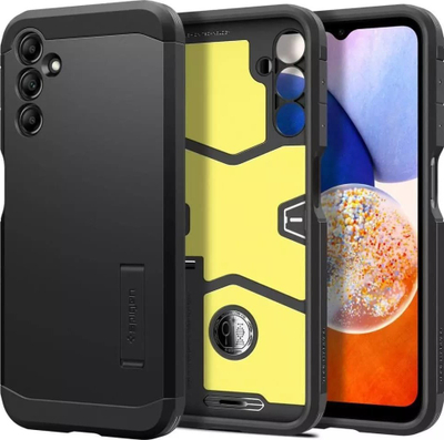 Mbrojtëse telefoni Spigen Tough Armor për Samsung Galaxy A14 5G, rezistente nga goditjet, me stand, e zezë