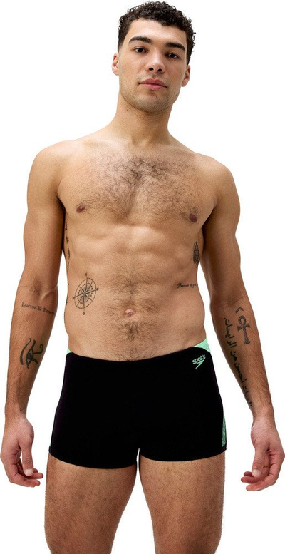 Rroba banje çunash Speedo Hyperboom Splice Aquashort, Endurance+, të zeza me jeshile
