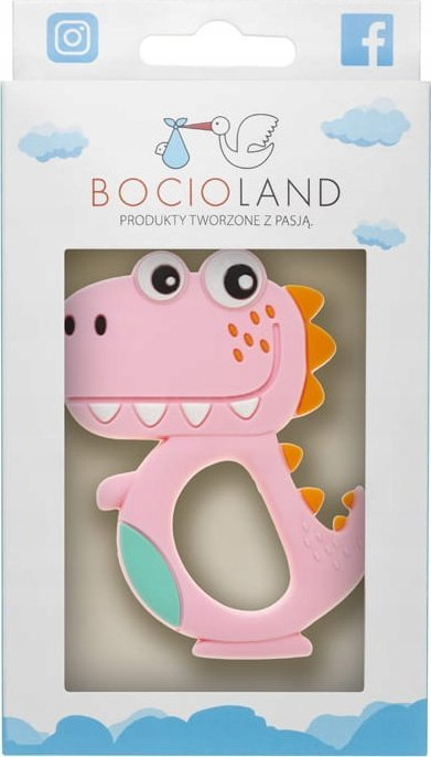 Uthullues dhëmbësh silikoni Bocioland Dino, dino rozë, 0m+