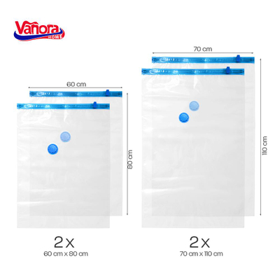 Set me 4 qese vakumi Vanora Home, për ruajtje veshjesh, transparent