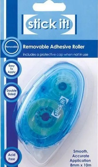 Shirit ngjitës dypalësh Stick It Removable, rrotull 8mm x 10m, blu