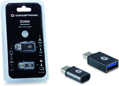 Адаптер USB Conceptronic, USB-C во USB 3.0 и Micro USB, сет 2 парчиња, црн
