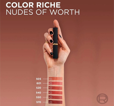 Buzëkuq L’Oréal Paris Color Riche Intense Volume Matte, 505 NU RESILIENT, mat që zgjat, nude