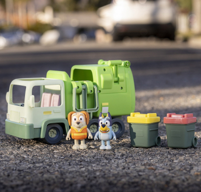 Set lodrash TM Toys Bluey Garbage Truck, kamion plehrash me figura, jeshil