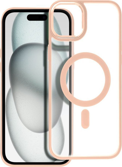 Maskë silikoni MagSafe për iPhone 15 Plus, transparente rozë